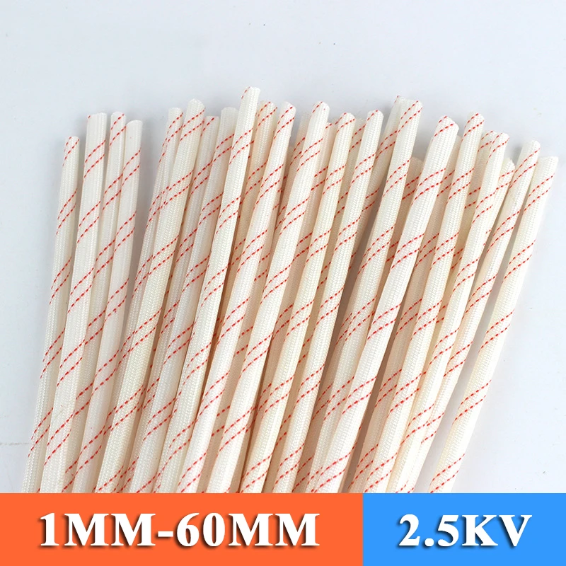 

1/2/5/10pcs 1mm~60mm Fiberglass sleeving Yellow wax tube High temperature insulated wire casing Glass Fiber Tube 600 Deg High