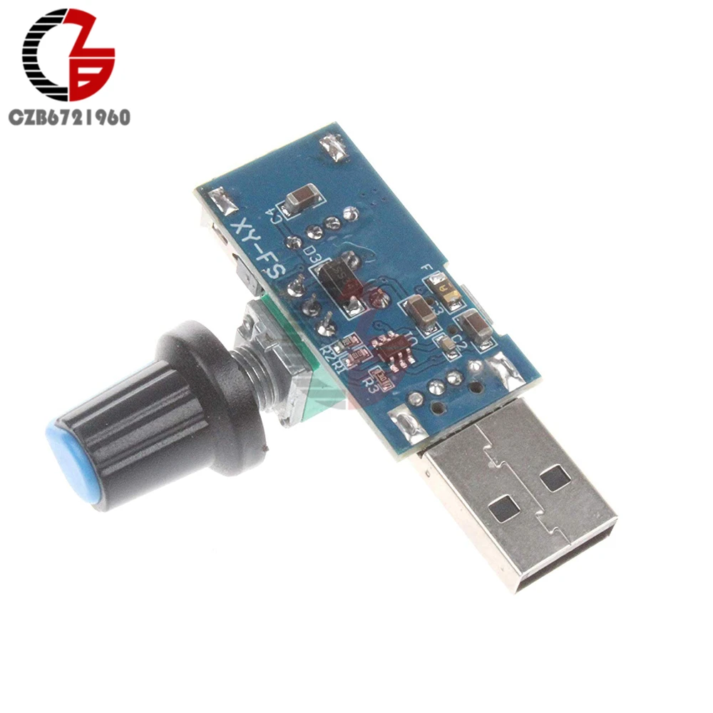 5V USB Voltage Regulator Fan Stepless Speed Controller Regulator with Switch DC 4-12V to 2.5-8V 5W Power Controller