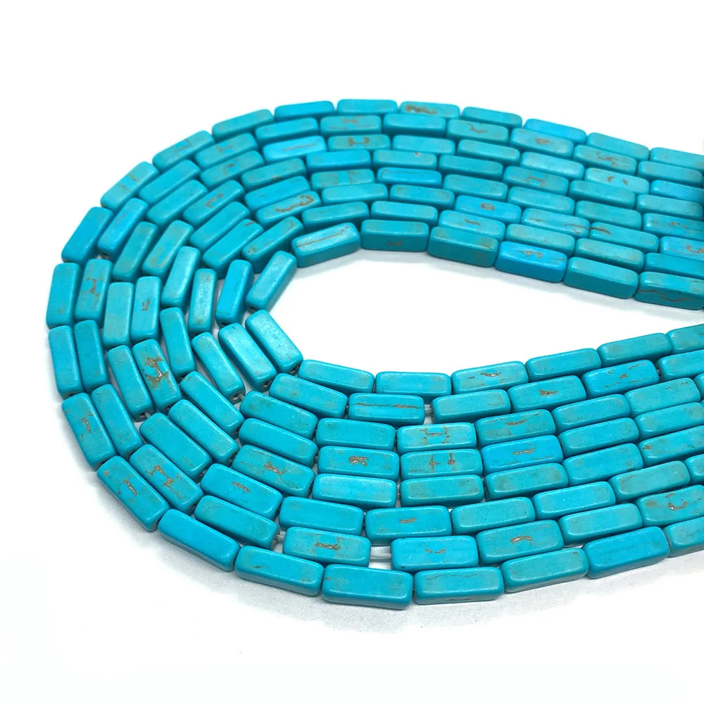 Natural Stone Rectangular Turquoise Loose Beads 4x13mm Cube Turquoise Tube Beads Charm Jewelry DIY Necklace Bracelet Accessories