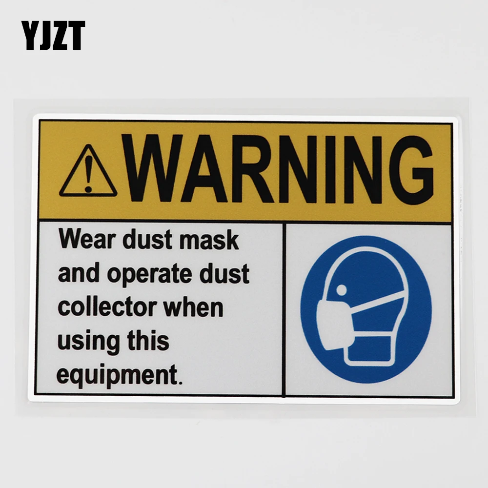 YJZT 13.8CM×9.2CM Warning Wear Dust Masks Cool  Decal PVC Car Sticker 12C-0010