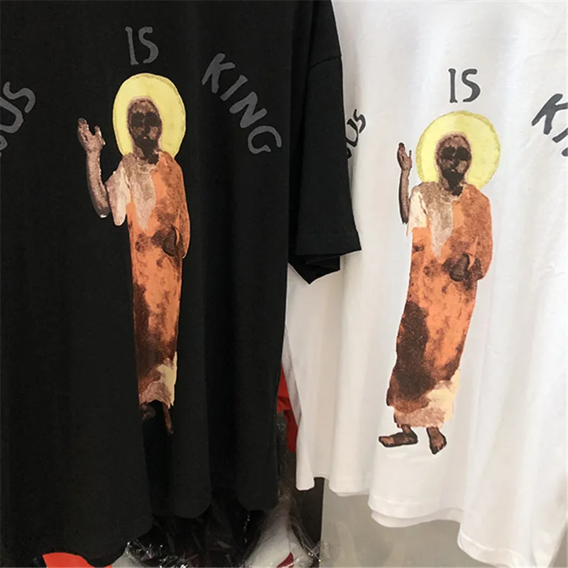 Jesus Is King T-shirt Kanye West T-shirts High Quality Portrait of Jesus Logo Print Jesus Is King Tee  Oversize Hip Hop Top