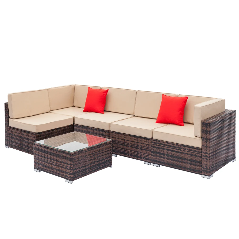 Patio Furniture  Set Fully Equipped Weaving Ratt 6pcs Fully Equipped Weaving Rattan Sofa Set