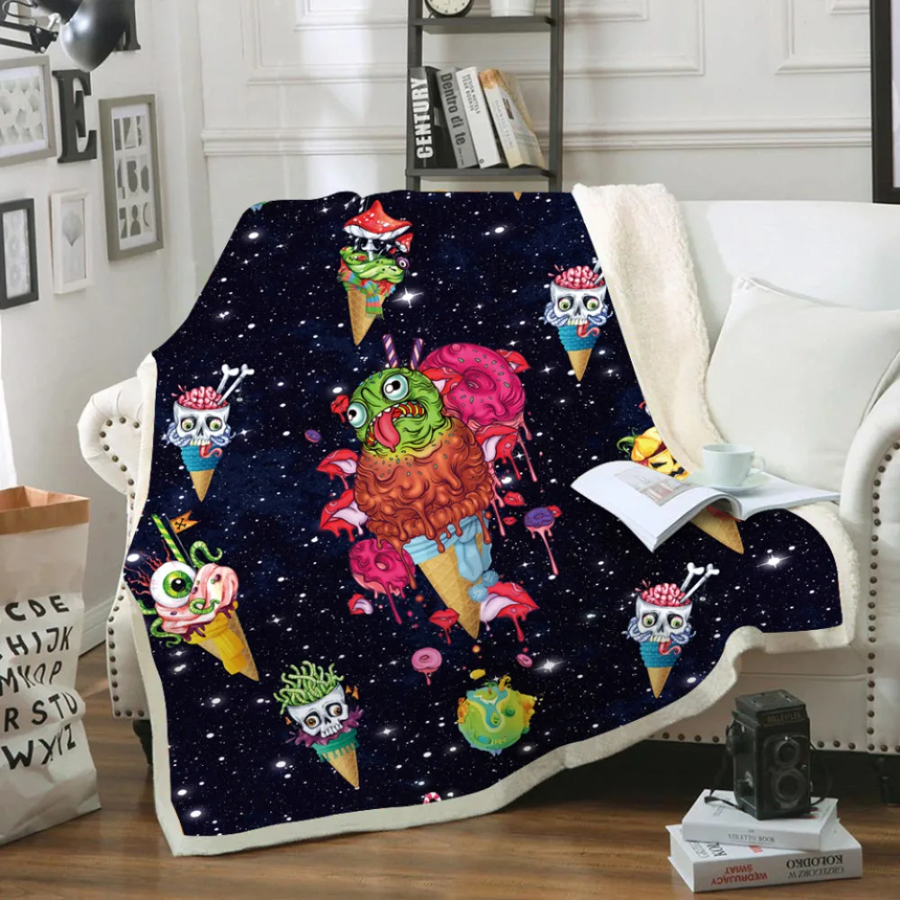 

Bedding Outlet Colorful 3D Blanket Cartoon Sherpa Blanket for Kids Girls Couch Soft Plush Comforters Thin Quilt Drop Ship 003