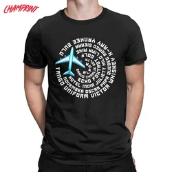 Phonetic Alphabet Airplane Pilot T-Shirts for Men Flying Aviation Cool 100% Cotton Tees O Neck T Shirts Birthday Gift Clothing