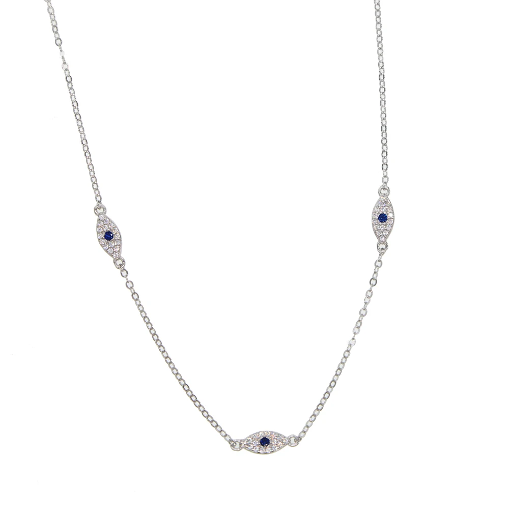 Garanzia collane pendenti per collana da donna in argento sterling 925 con zirconi blu per proteggere la catena da 35 cm