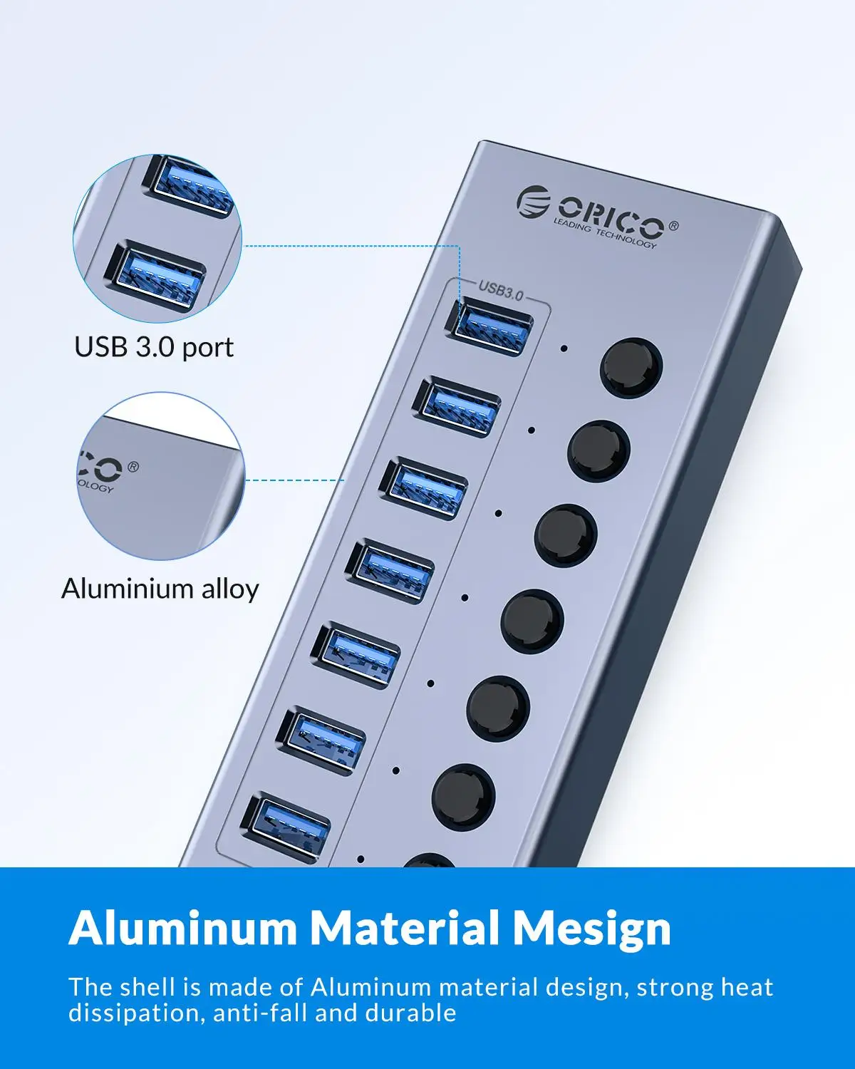 New!!! Powered USB 3.0 HUB 7/10/13/16 Ports USB Extension with On/Off Switches 12V Power Adapter Support BC1.2 Charging Splitter