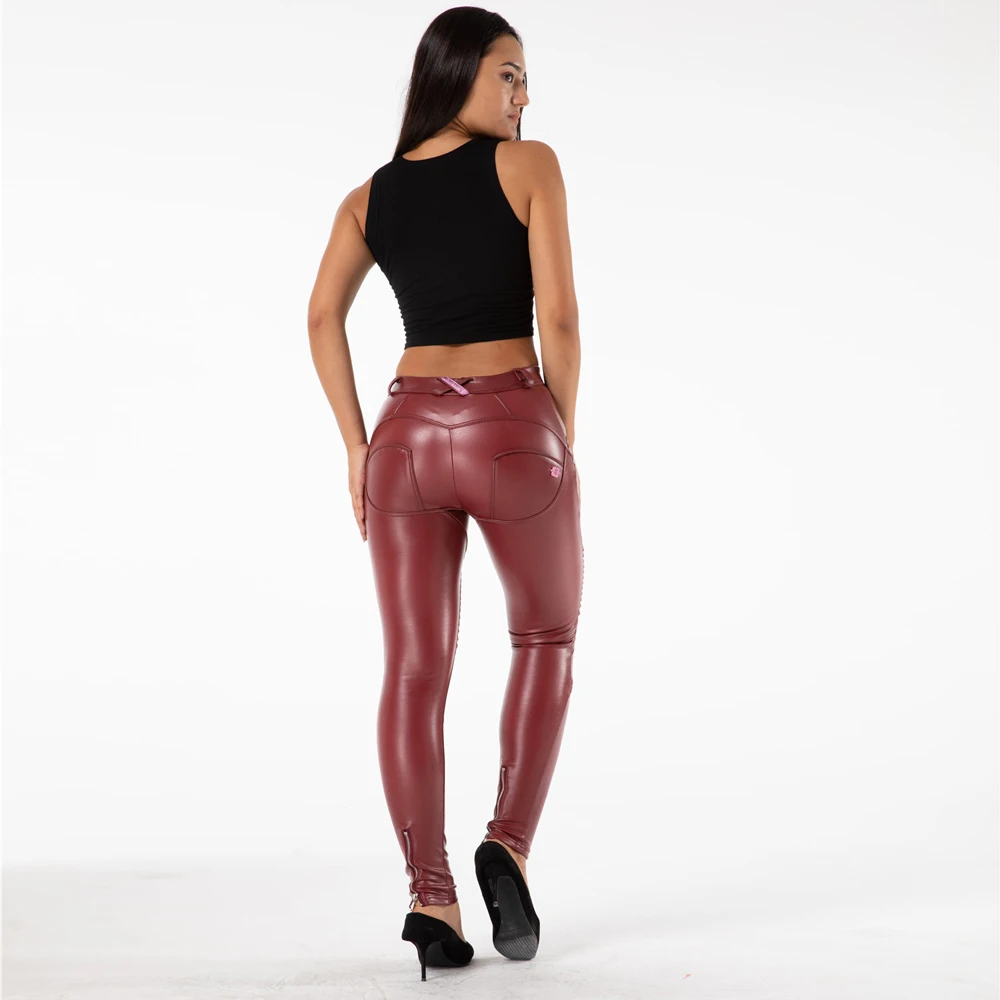 Shascullfites Melody Zipper Design PU Leather Skinny Pants Women Gym And Shaping Punk Fashion Slim Fit Female Trousers