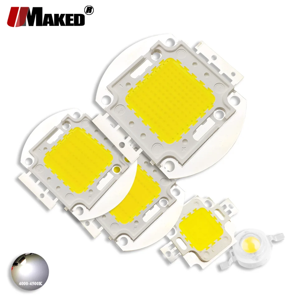 High Power LED Chips Light Beads 1 3 5 10 20 30 50 100W Natural White 4000K-4500K COB Diode SMD Chip  For Floodlight SpotLights