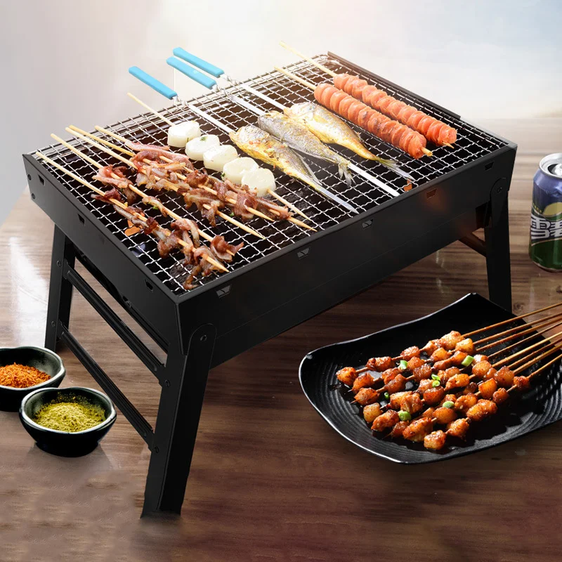 Portable BBQ Grill Charcoal Stainless Steel Folding Barbecue Shish Kabob Stove Camping Outdoor Hiking High Quality 220V MB02