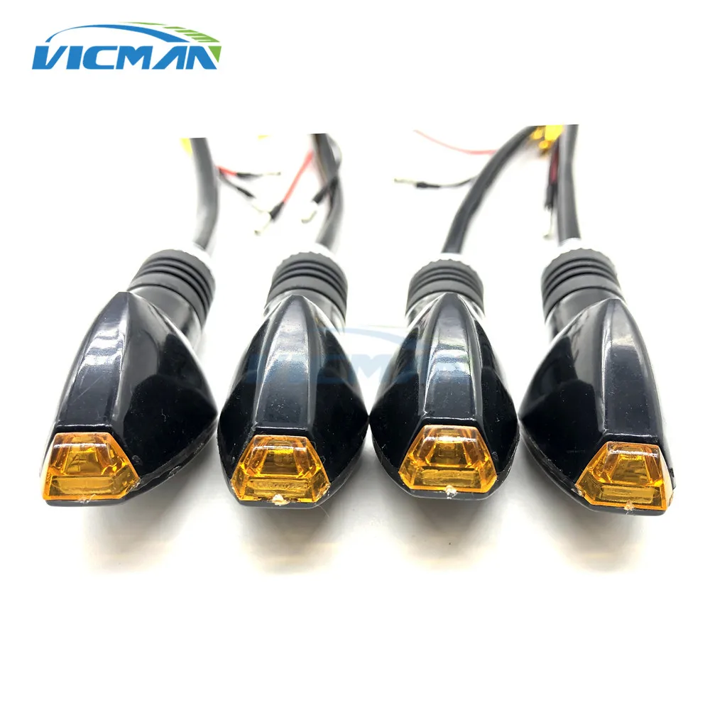 4Pcs Motorcycle Universal LED Turn Signals Short Turn Signal Lights Indicator Blinkers Flashers Amber Color Accessories