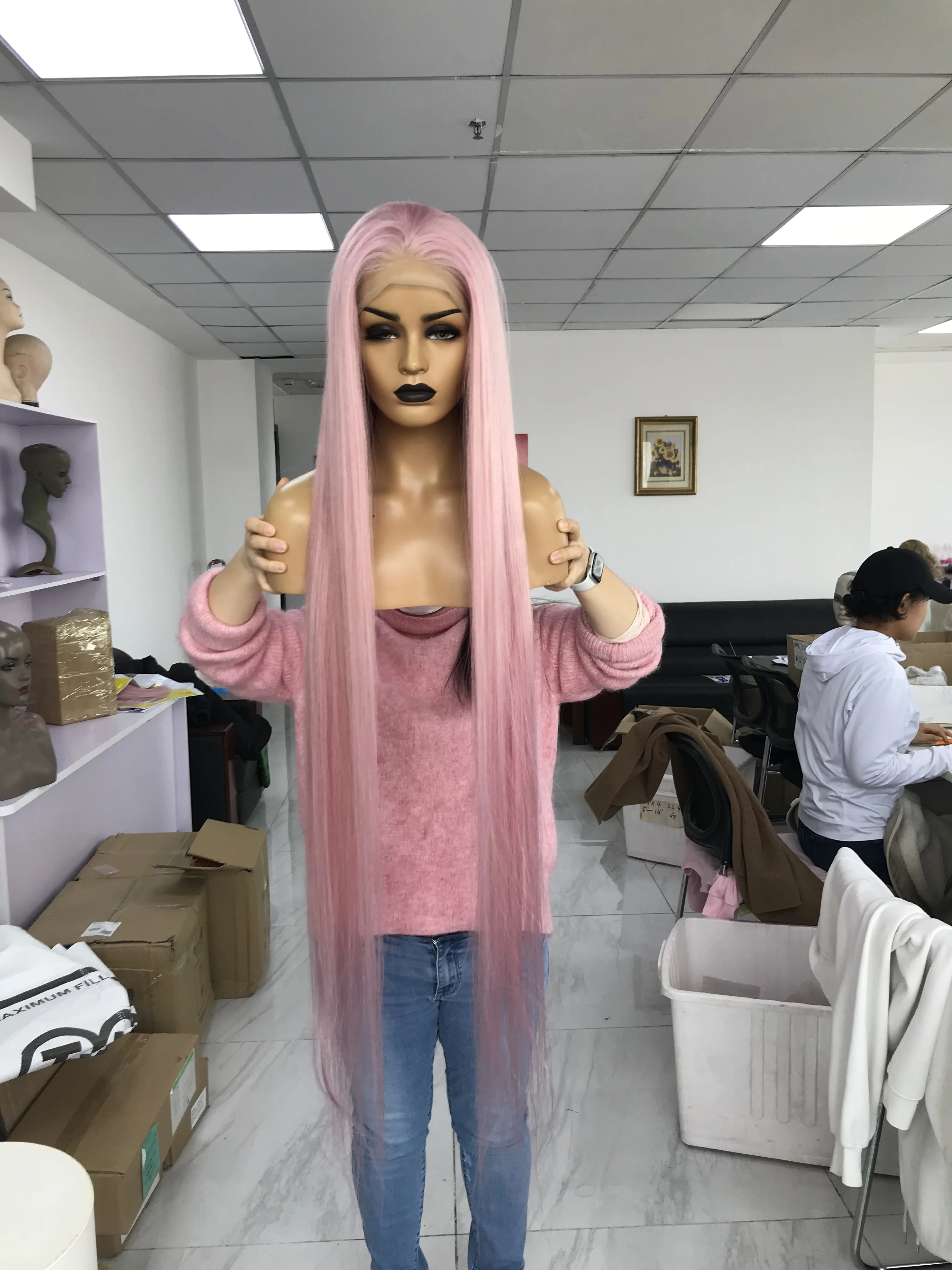 QueenKing Hair Virgin Baby Pink 13x4 Front Lace Wig European Human Hair Wigs Pre Plucked with Baby Hair