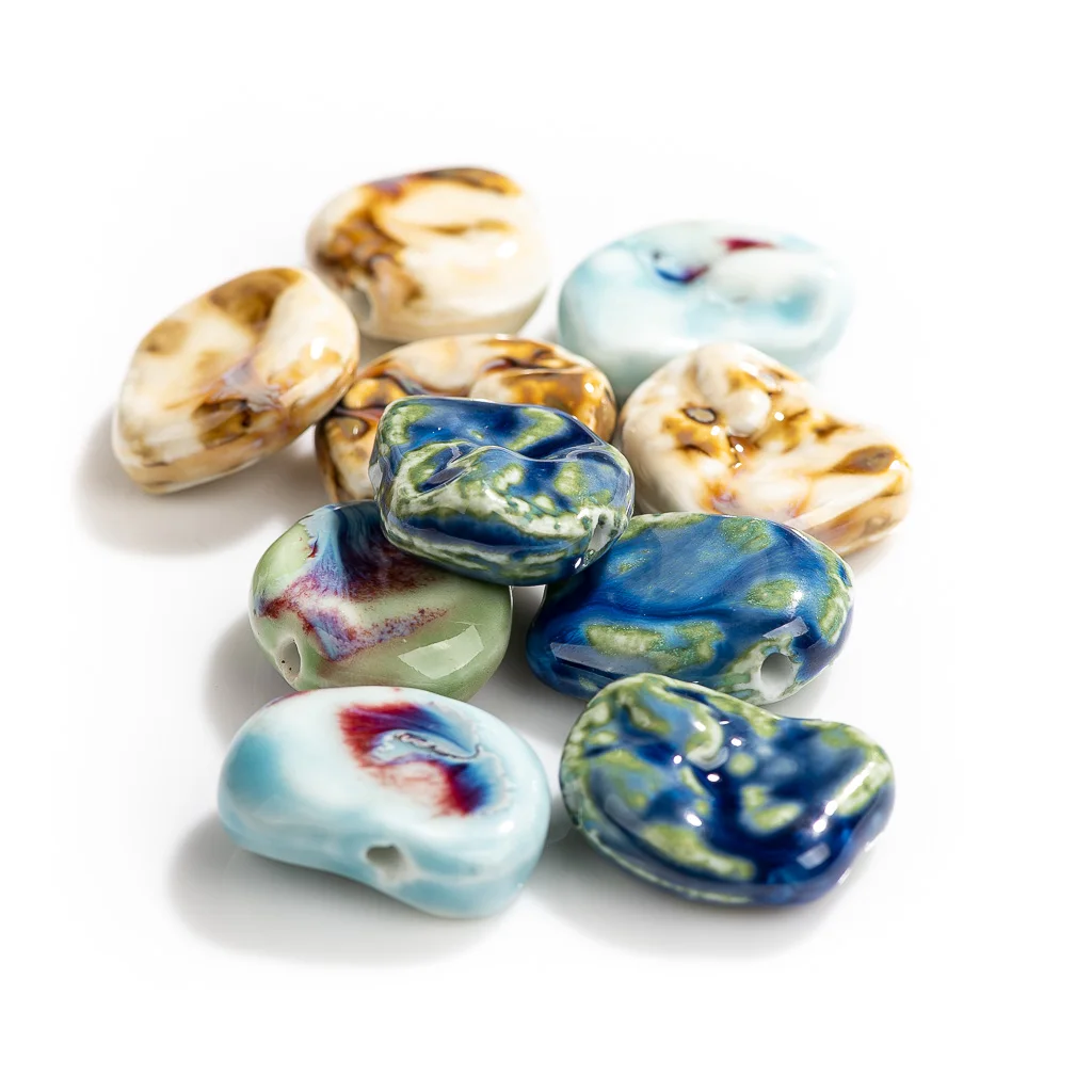 30#5pcs Abstract Irregular Special Shape Pendant Ceramic Retro Beads For Jewelery Making #MY265-2