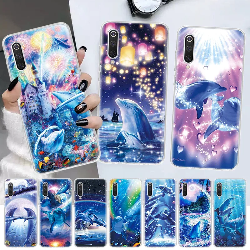 Sea Animal Cute Dolphin Soft Cover Phone Case For Xiaomi Poco X3 Nfc M3 F3 F1 Mi Note 10 Pro 11 Lite 11i 8 9 9T 10T CC9 A3 Cover