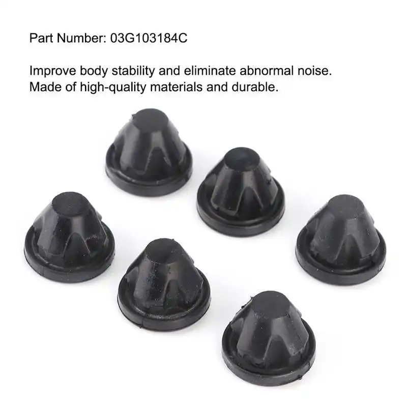 6pcs Rubber Engine Cover Grommet Rubber Trim 03G103184C Fits for VW PD100 PD140 PD170 Car Accessories