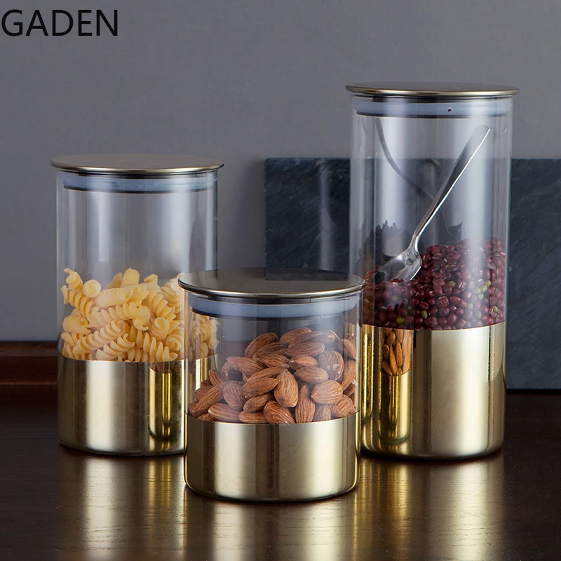 Kitchen High Borosilicate Airtight Jar Moisture-proof Glass Food Jar Storage Tank Grain Dispenser Kitchen Storage Supplies