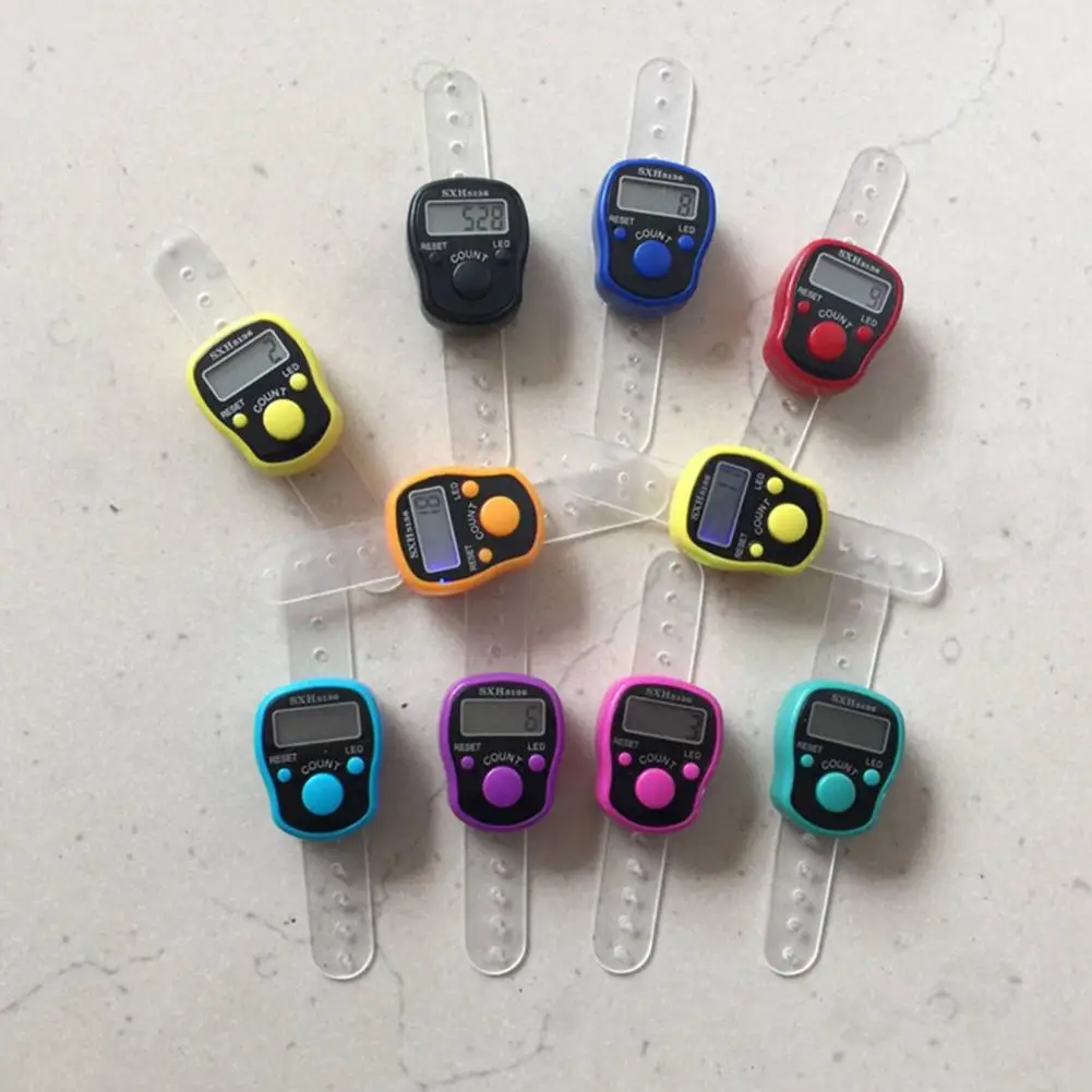 Random Color Finger Counter Plastic Easy to Carry Good Battery Powered Small 5 Digit Finger Tally Counter