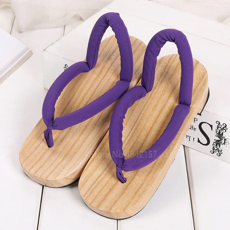 Japanese Cosplay Kimono Geta Anime Women Kamado Nezuko Wooden Beach Paulownia Clogs Slippers Demon Slayer Shoes with Socks