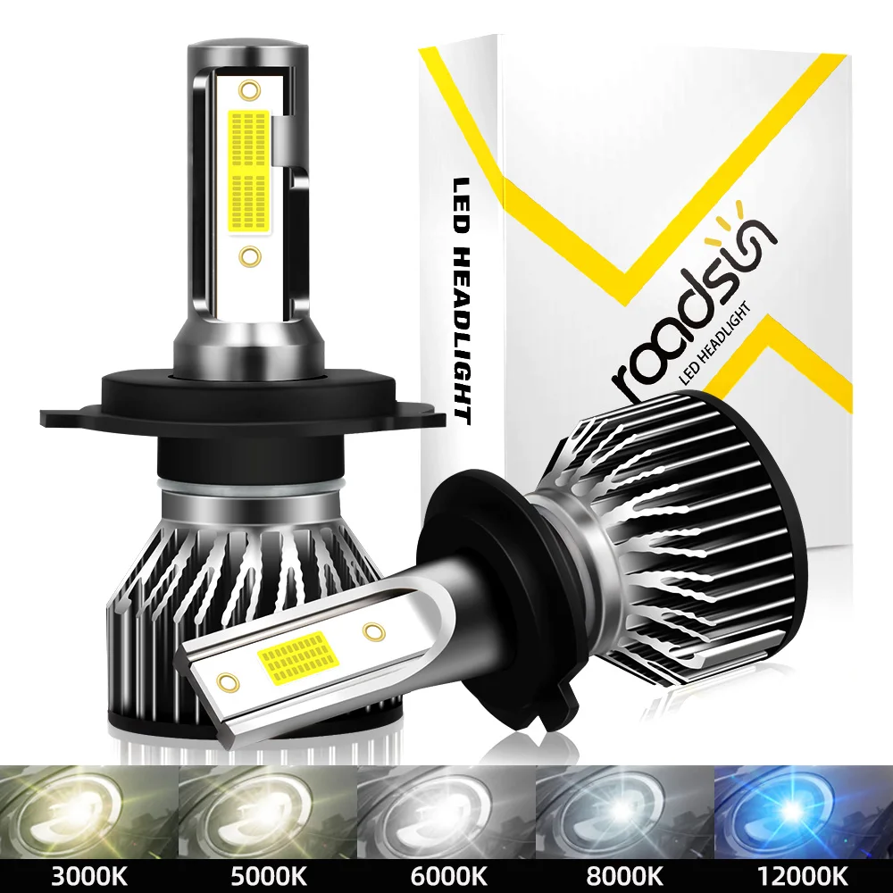 roadsun Car Lights H4 LED H7 H8 H11 LED Lamp for Auto Headlight H1 H3 H13 9004 9007 9005 HB3 9006 HB4 Bulbs 12V 24V 6000K 8000K