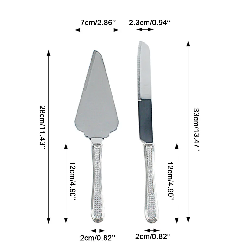 2PCS Stainless Steel Wedding Cake Knife Serving Set Diamond Cake Bread Knife Shovel Butter Birthday Party Decoration Silverware