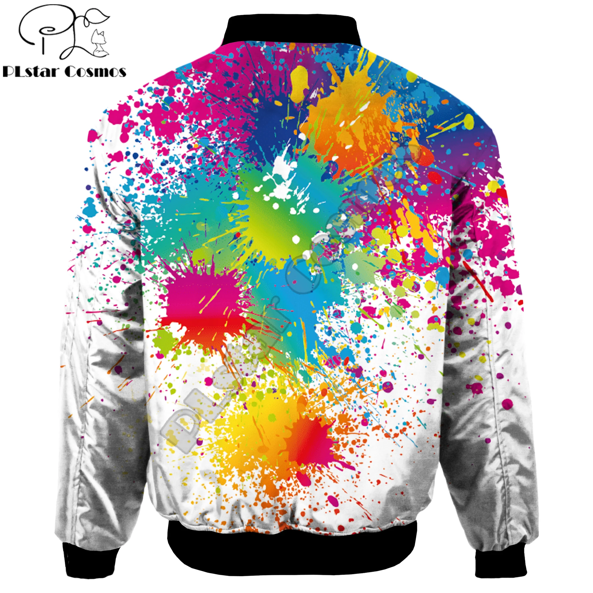 2024 Fashion Men's bomber jackets Rainbow Paint Splatter pattern Printed 3d Zipper Long Sleeve Pullover Unisex Streetwear