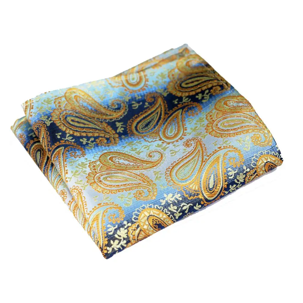 Wholesale Paisley Pink Blue Yellow Gold Red Burgundy Purple Orange Mens Hanky 100% Silk Jacquard Woven Elegant Handkerchief