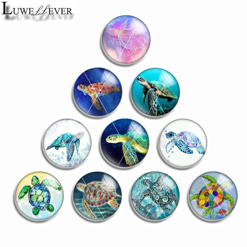 

10mm 12mm 14mm 16mm 20mm 25mm 465 10pcs/lot Tortuga Mix Round Glass Cabochon Jewelry Finding 18mm Snap Button Charm Bracelet