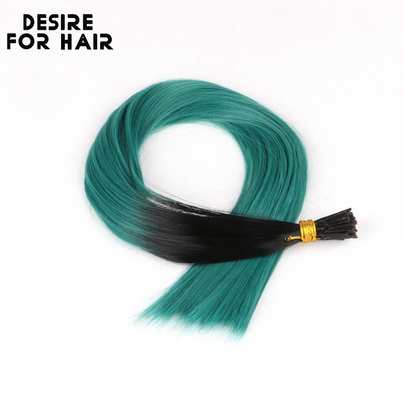 Desire for hair-extensiones de cabello sintético resistente al calor para fiesta, microanillo, 100 hebras, 22 pulgadas, 1g, color arcoíris, ombre