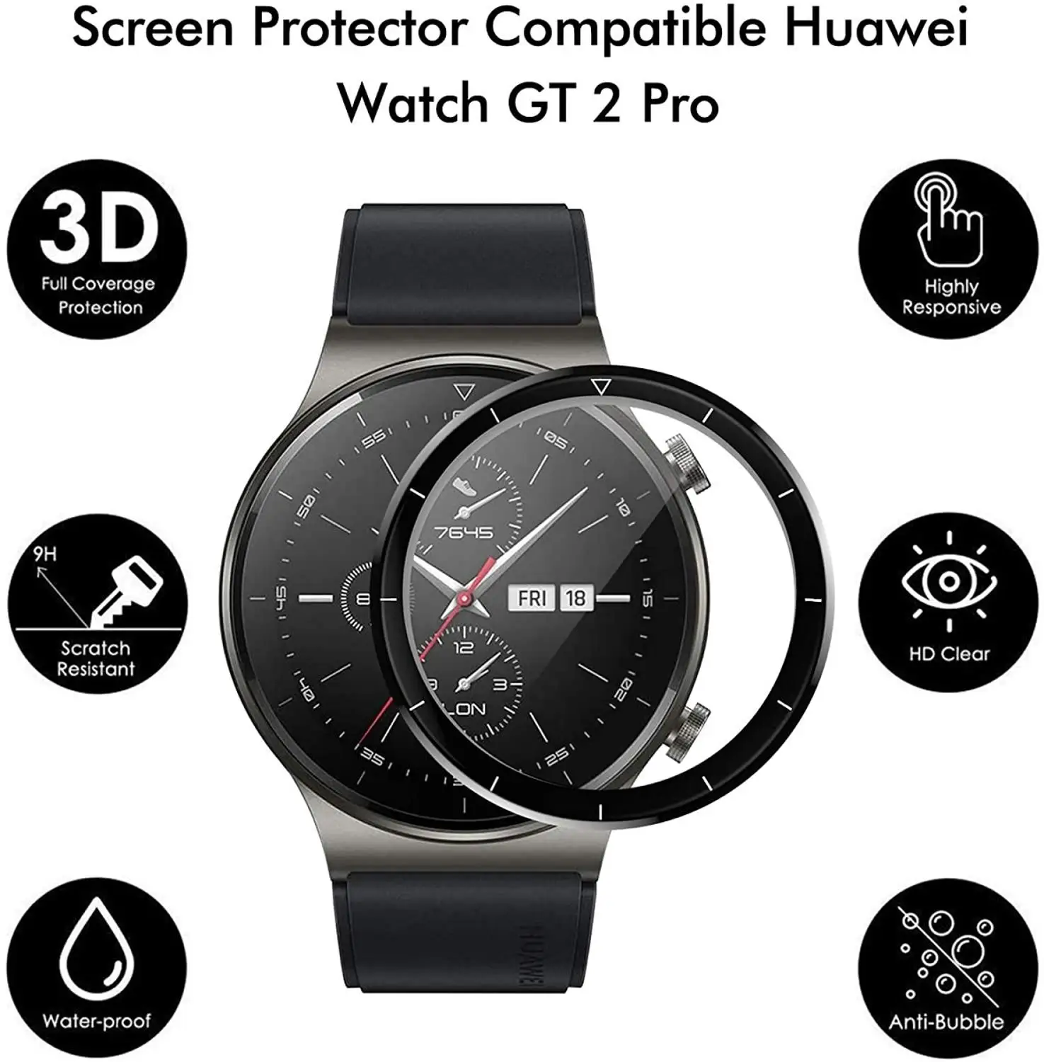 3D Curved Composite Full Coverage Protective Film For Huawei Watch GT2 Pro GT2 Pro Smartwatch Screen HD Clear Protective Film