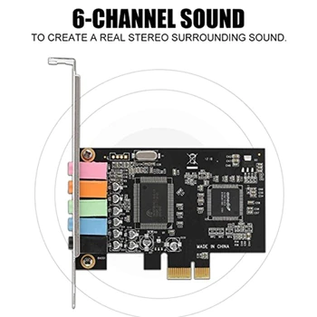 PCIe Sound Card 5.1 Internal Sound Card 3D Stereo PCI-e Sound Card 32/64 Bit PCI Express PC Sound Card CMI8738 Chip