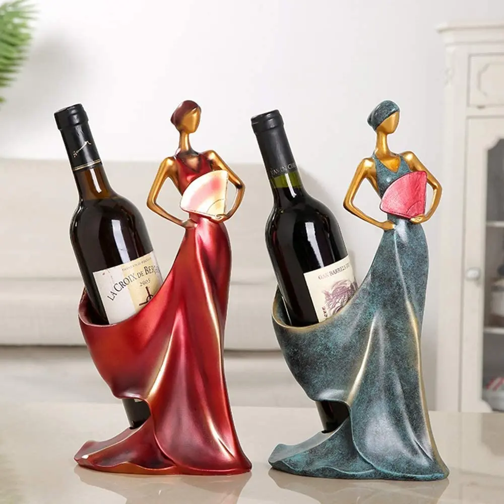 

Decorative Wine Bottle Holder Resin Beauty Tabletop Wine Racks Wine Art Display Rack Ornament Sculptures Wine Cabinet Decoration