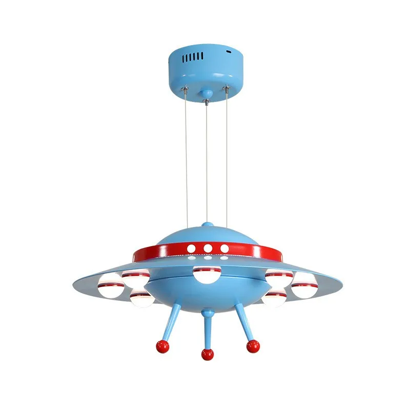 Cartoon LED UFO Children's Room Pendant Lights Cute Blue Bedroom Hanging lamps Painting Dining Room Pendant Lamps