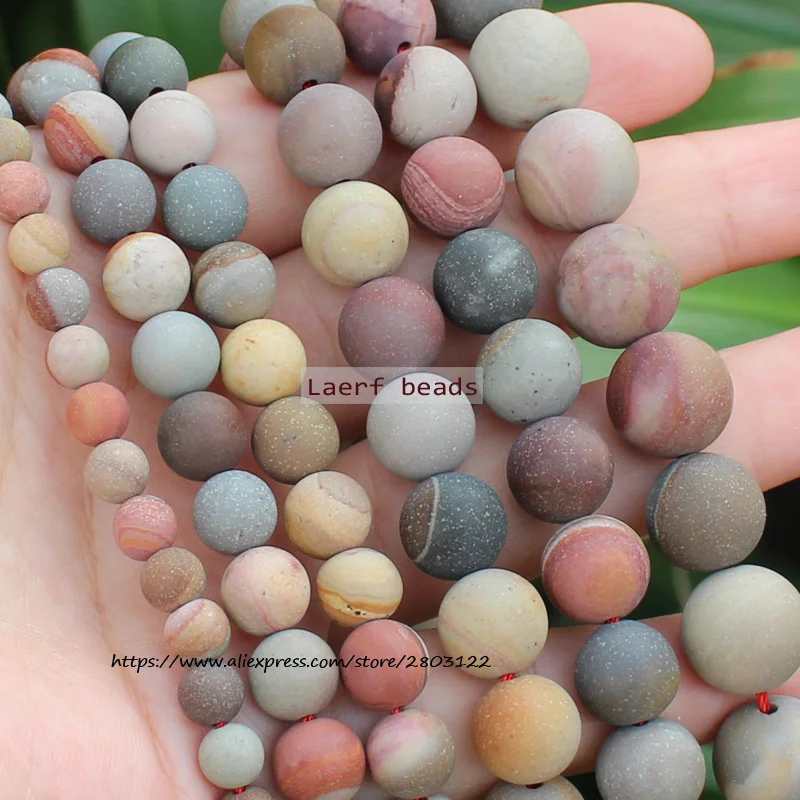 

Matte/Frost Natural Emperor /Ocean Jasper America Picture Round Loose Beads, For DIY Jewelry Making !