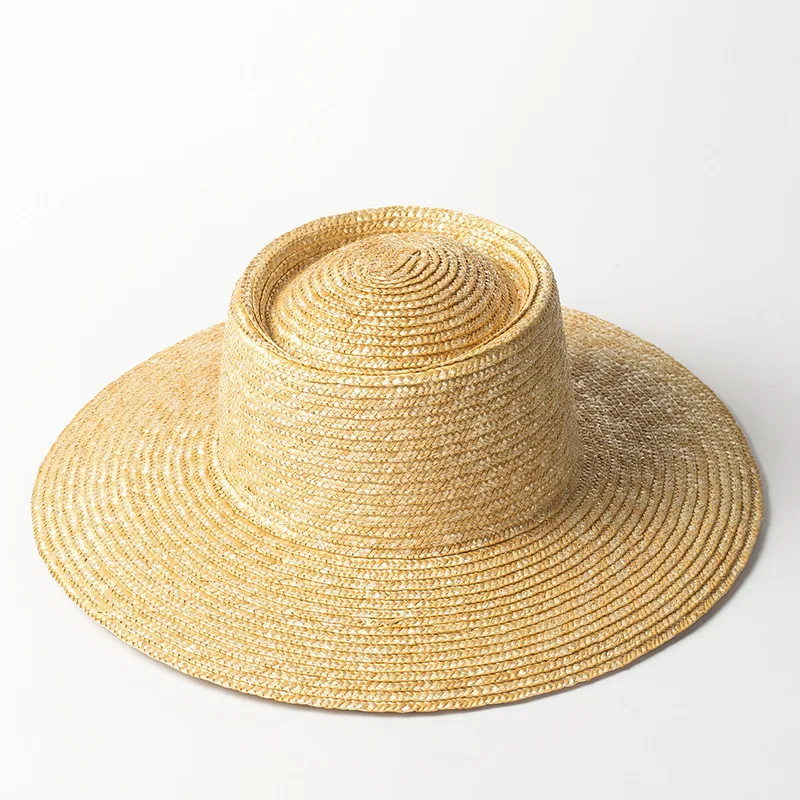 Fashion Retro Beach Sun Protection Hat For Women Hand Made Wheat Stalk Ring Straw Hat Natural Panama Derby Hat Chapeu Feminino