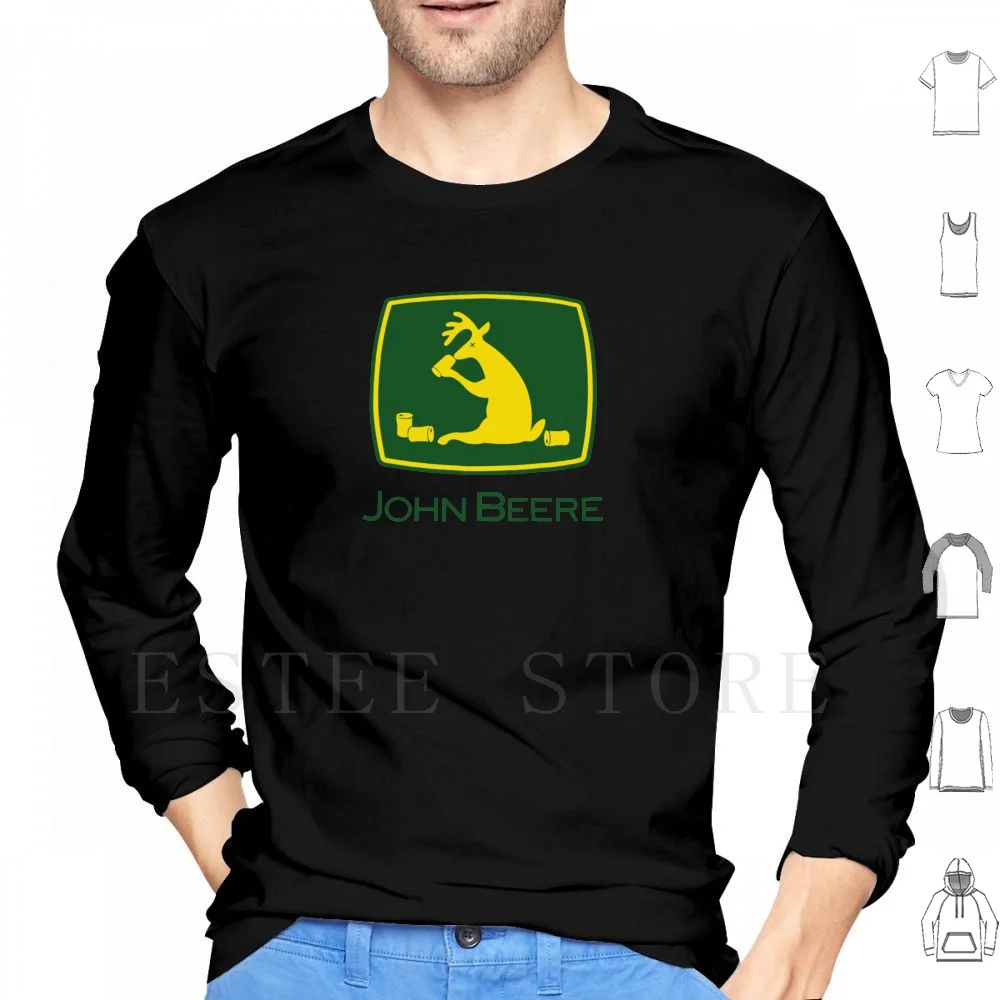 Hoodie Long Sleeve John Bier Rentier Mit Alkohol Saufshi Fun Traktor Bier Beer Beere