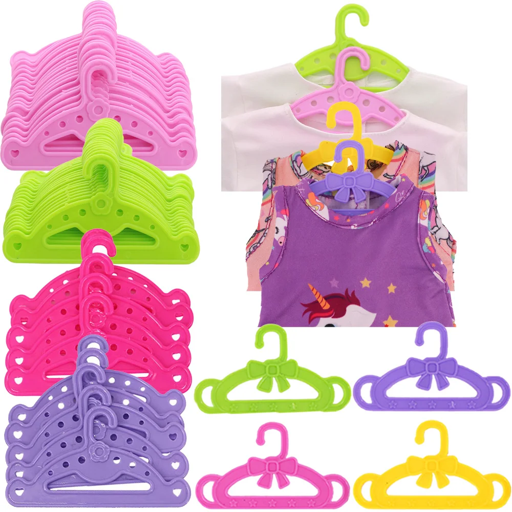 Colgador de ropa de muñeca de Color gelatina, accesorios para muñecas americanas de 18 pulgadas, 43 Cm, ropa de bebé Reborn, muebles de generación, 5 uds.