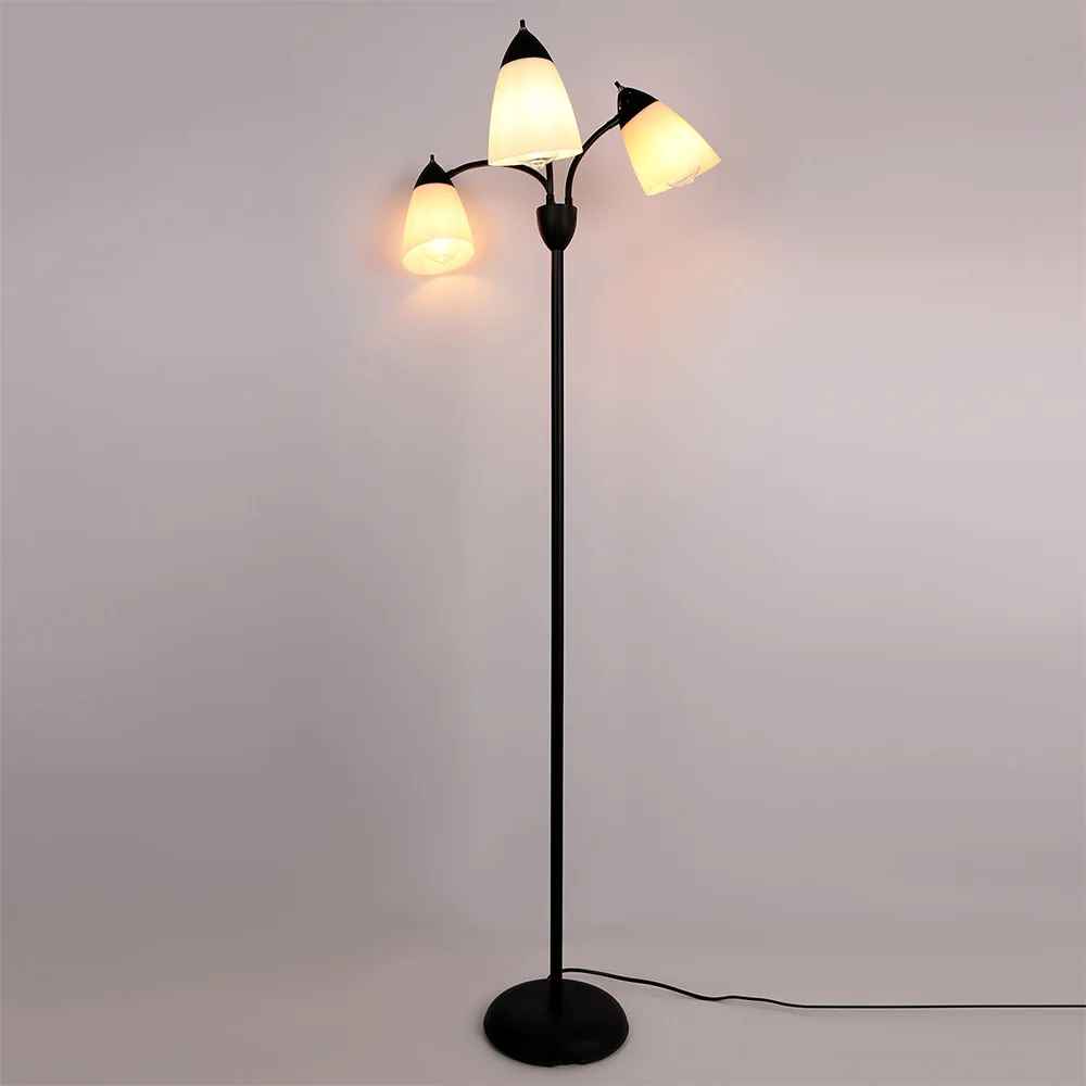 Modern intrustrial E27 Floor lamp black adjustable 3 heads living room stand lamp bedside lamp bedroom Study Office floor light