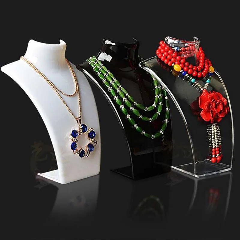 New Arrival Acrylic 12PCS Mannequin Necklace and Earrings Jewelry Pendants Display Stand Holder Shelf 3 Colors  Wholesale Price