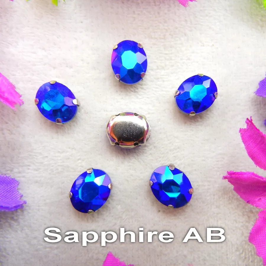 AB Colors Silberne Krallenfassungen 7 Größen Ovale Form Glaskristall Aufnähbare Strassperlen Hochzeitskleid-Accessoires Verzierung – Detail 3