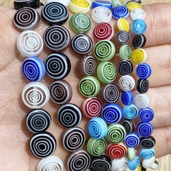 Colorful Glass Bead Flower Patterns Millefiori Lampwork Loose Round Flat Beads For Crafts Making DIY Bracelet Jewelry Findings