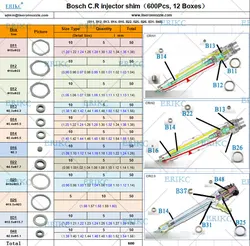 B11 B12 B13 B16 B22 B25 B26 B31 B48 Common Rail Lift Adjusting Shim Injector Shims for Total 600 Pieces Shim Washers