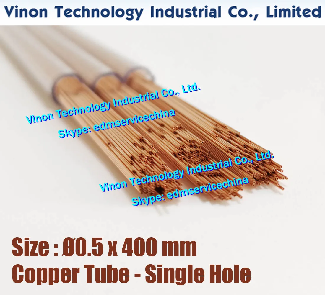Tubo de Cobre Edm Único Buraco Tubo de Cobre Edm Eletrodo Tubo Único Canal 0.5 mm de Diâmetro 400 mm de Comprimento 100 Peças Lote 0.5×400 mm