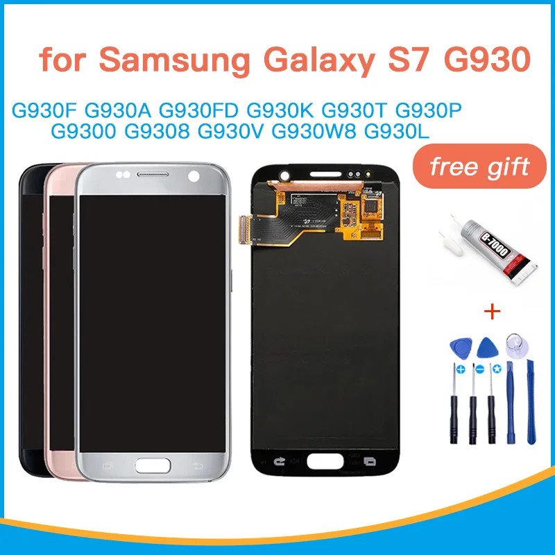 Tested Super AMOLED LCD Display Screen for Samsung Galaxy S7 G930F G930a LCD Display frame Touch Screen Assembly G930 LCD 5.1