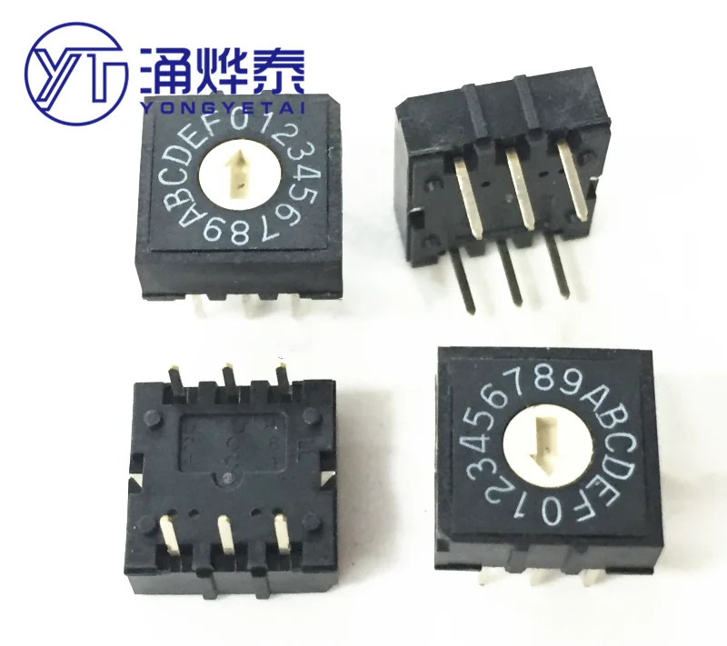 YYT 2PCS RH3AF-16R-V-B rotary switch 16-position dial rotary 0-F coding switch 3:3