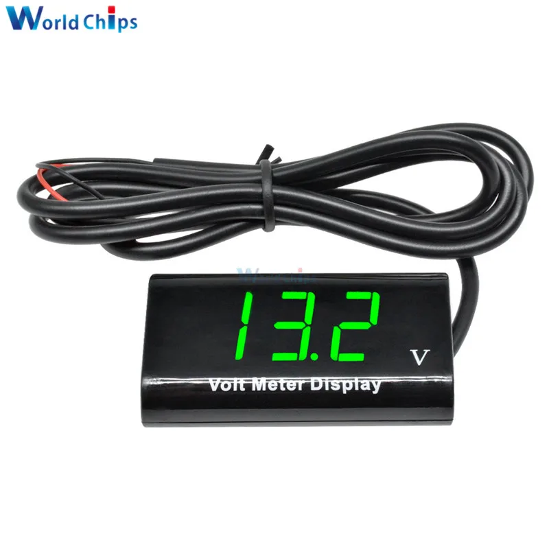 DC 3-18V 0.56 inch LED Three Digital Display Two 2 Wires IPX6 Waterproof Voltmeter Voltage Meter For Auto Car Bicycle Motorcycle