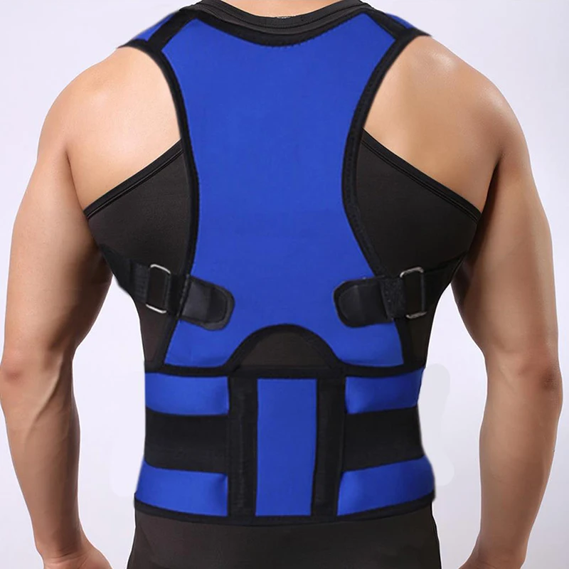 Blue XXL Posture Corrector Adjustable Shoulder Humpback Lower Back Support Lumbar Orthopedic Straighten Posture Corset Unisex