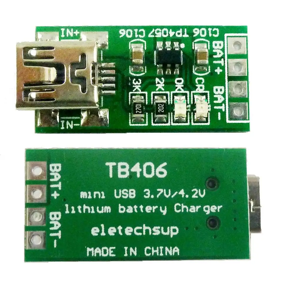 2x Mini USB Li Lithium Battery Charger Module TP4057 DC 5V to 4.2V Step-down buck Board for diy Mobile phone 18650 Solar Charger