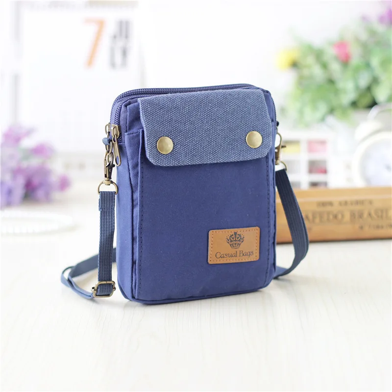 2024 New Girls Canvas Messenger Bag Women Small Mobile Phone Bag Simple Casual Female Shoulder Bag