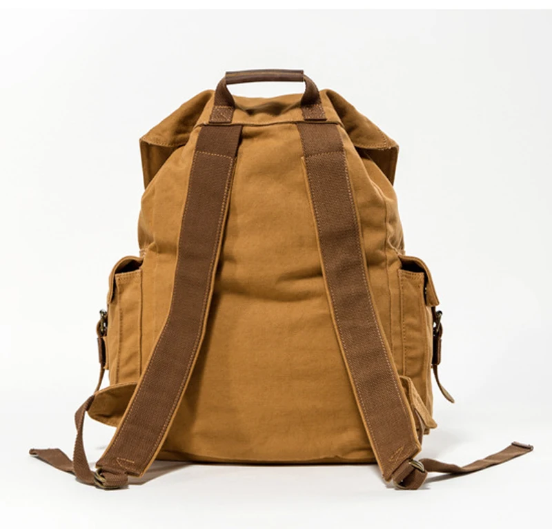 Vintage Leather Military Canvas travel Backpacks Men &Women School Backpacks men Travel bag big Canvas Backpack Large bag