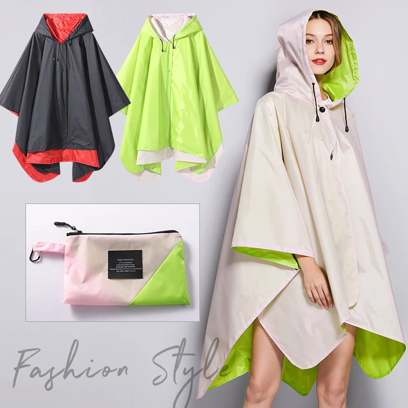 Fashion Double Layer Double Sided Cloak Adult Male And Female Couples Cloak Raincoat Coat Loose Large Size Heavy Rain