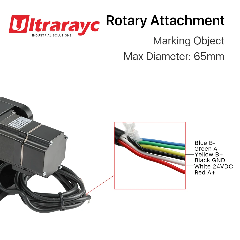 Ultrarayc Rotary Engraving Attachment with Three Metal Adjustable Chucks Max Dia.65mm with Motor & Driver for Fiber Marking